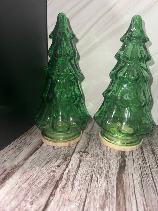 Christmas tree glass jar