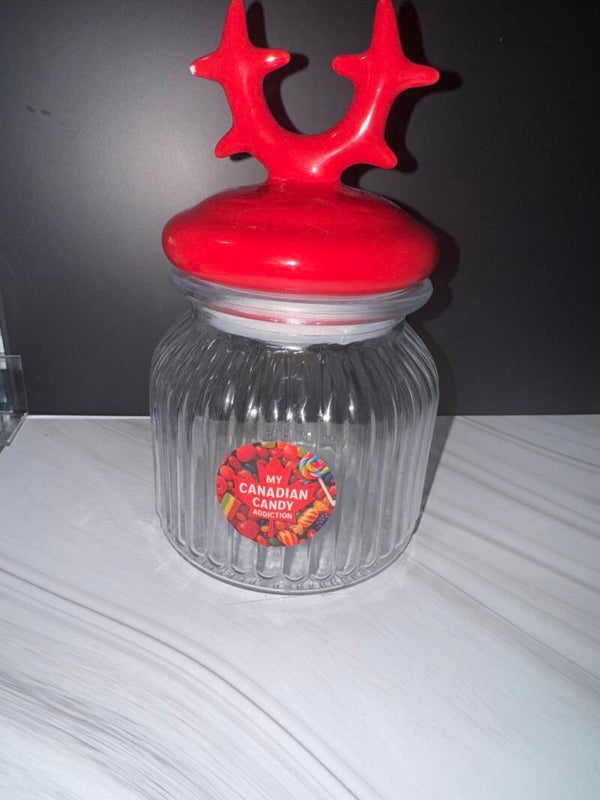 Reindeer glass jar large
