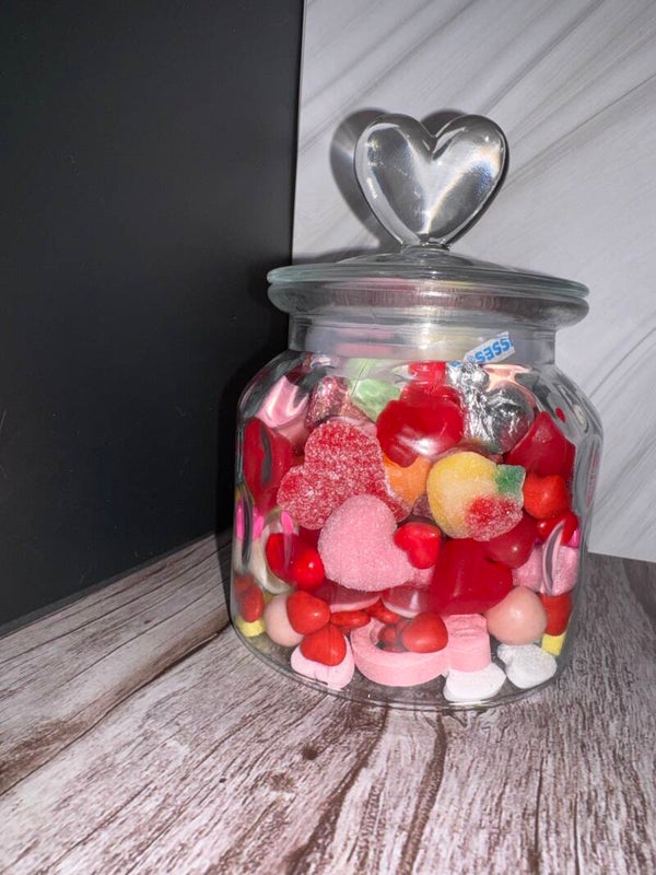 Heart jar glass large 1 lb