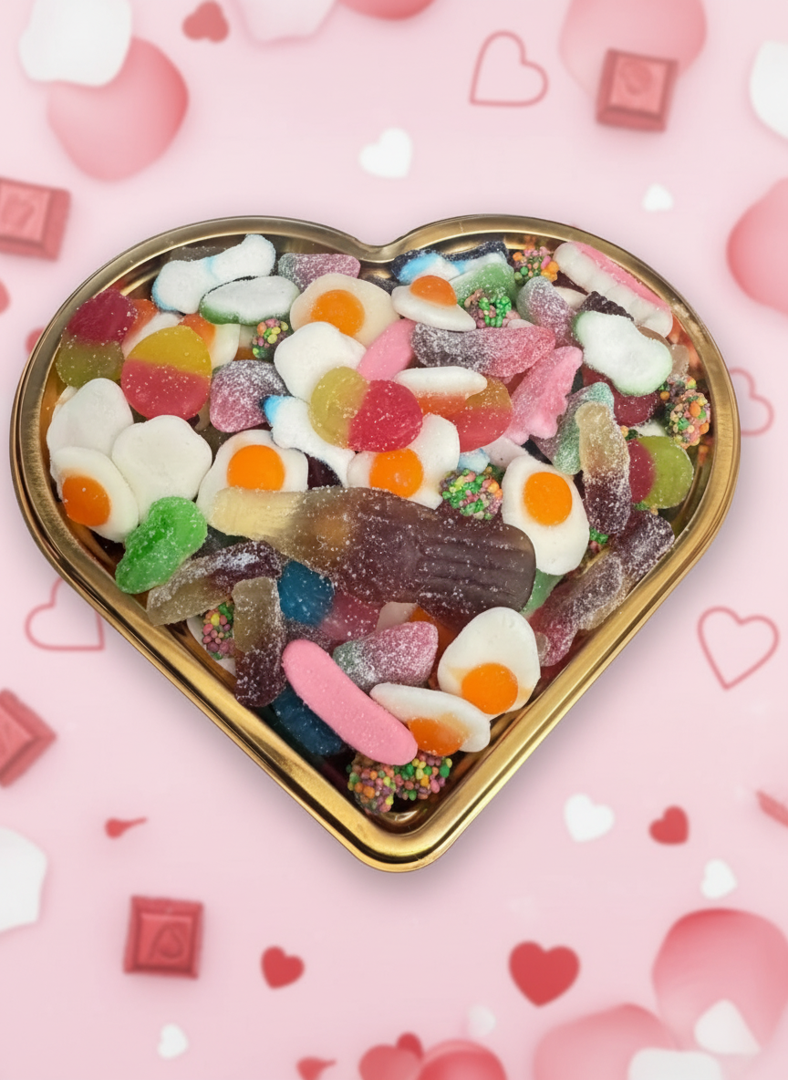 valentines heart tray regular candy 1 pound assorted  pre packed