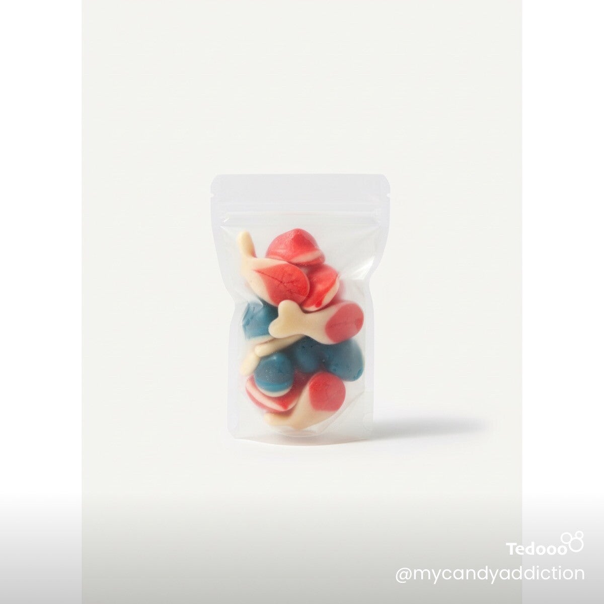 110 grams blue red filled whales