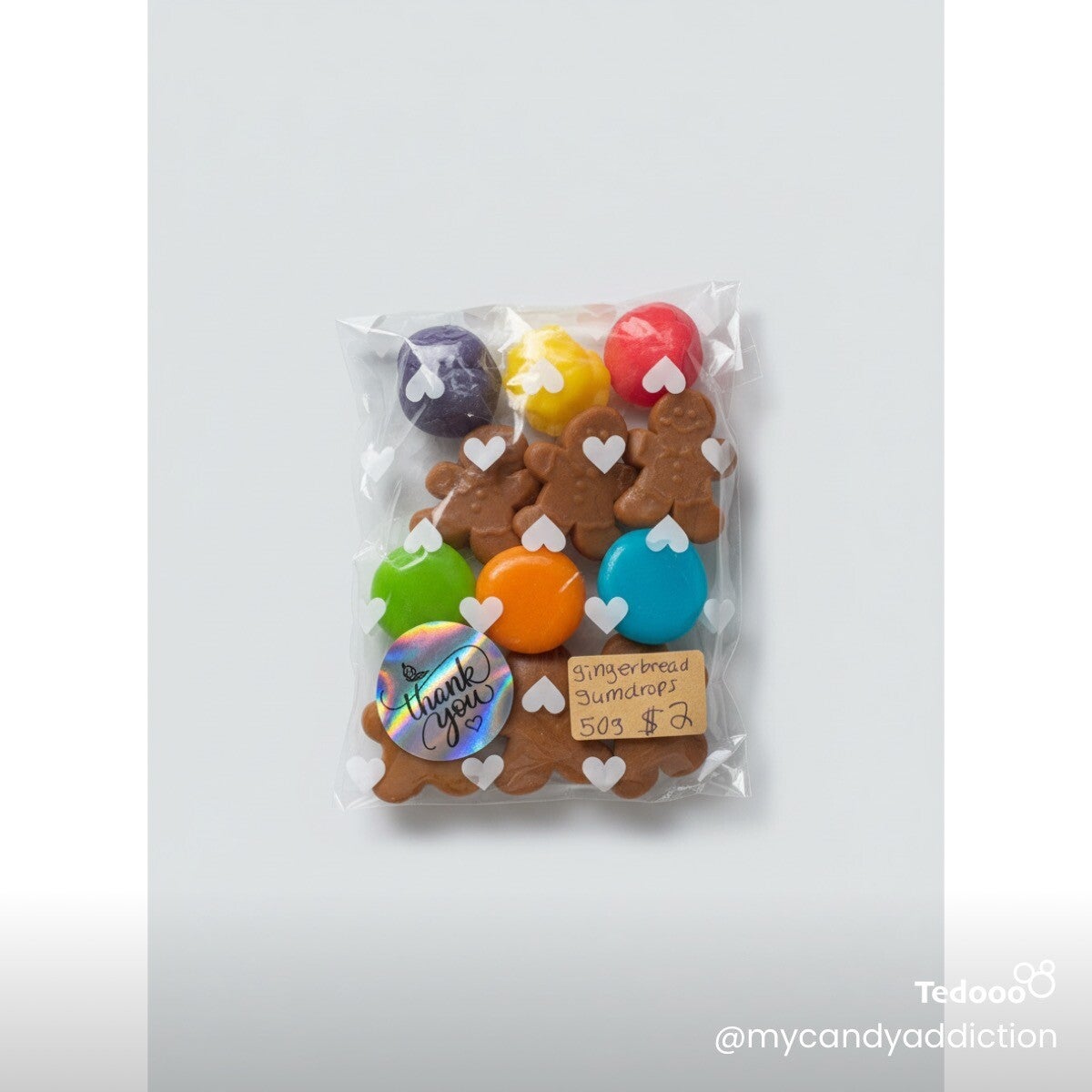 Gingerbread and gumdrop tester bag