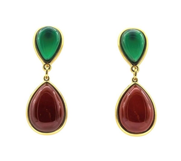Gold plated oorbellen met gemstones