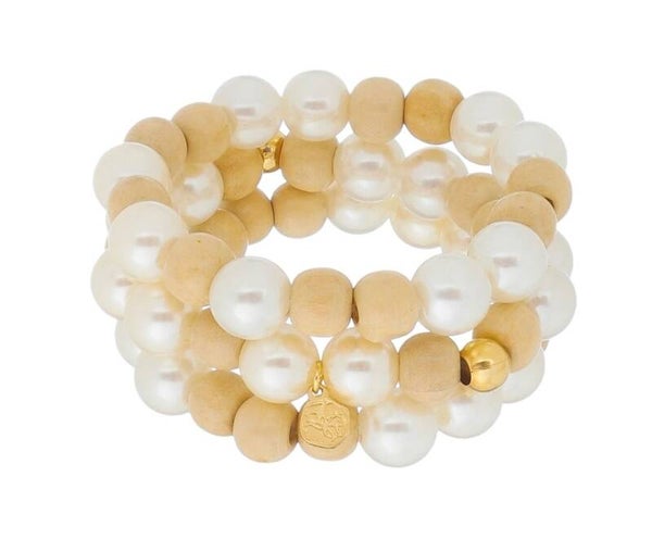 Marilia Capisani,  Titel Armband met parels en hout