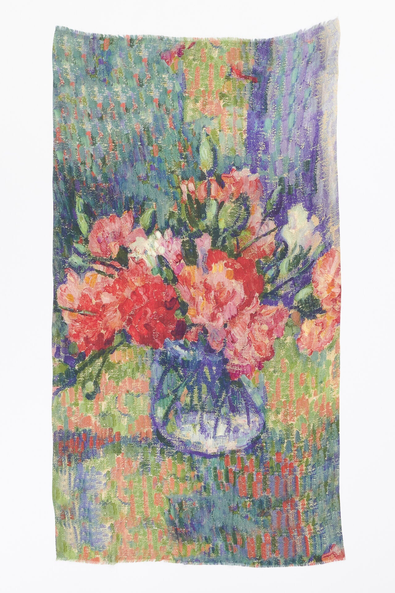 Otracosa shawl - Red flowers in glass vase - zijde/wol