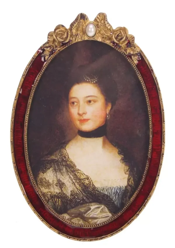 Fotolijstje ovaal rood/ant. goud (9,3x14,3) 12x2x17,5cm