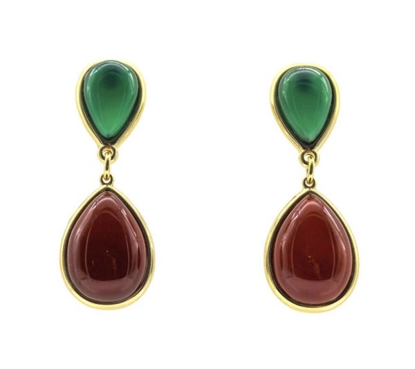 Gold plated oorbellen met gemstones