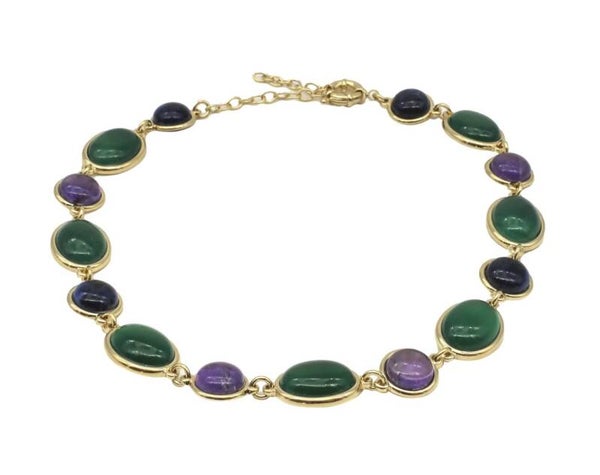 18 k gold plated collier met gemstones