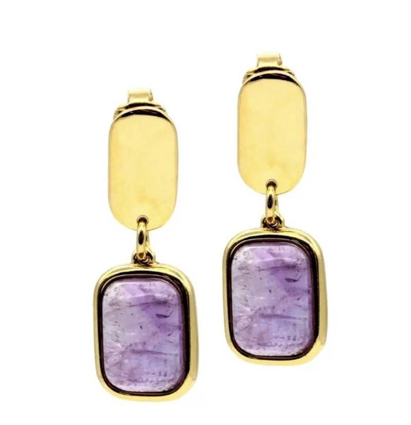 Rio Design, Clips oorbellen plated gold met Amethyst