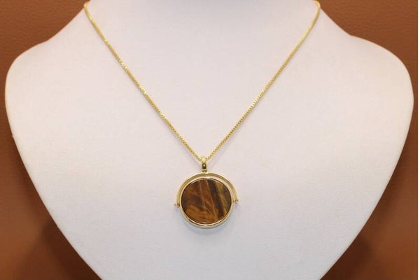 Gold plated collier met tijgeroog hanger
