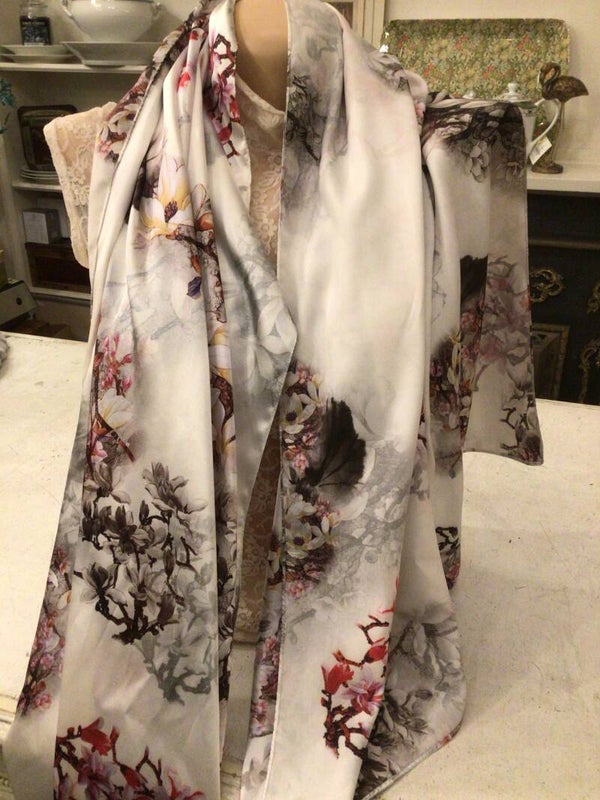 Shawl zijde met bloemen