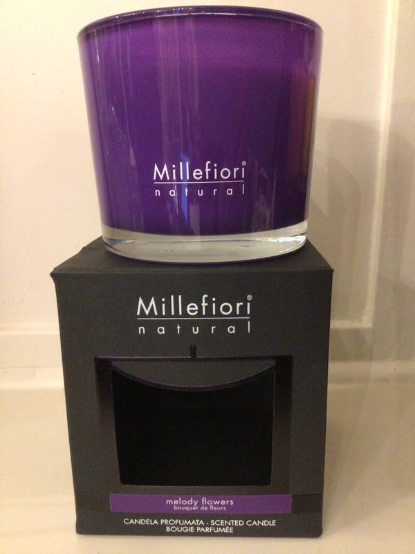 Kaars Melody flowers paars