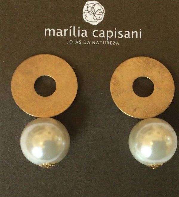 Marilia Capisani Oorbellen mat goud parel