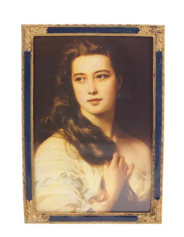 Fotolijstje RH blauw/ant. goud kleur (10x15)16,4x11,3x1,5cm