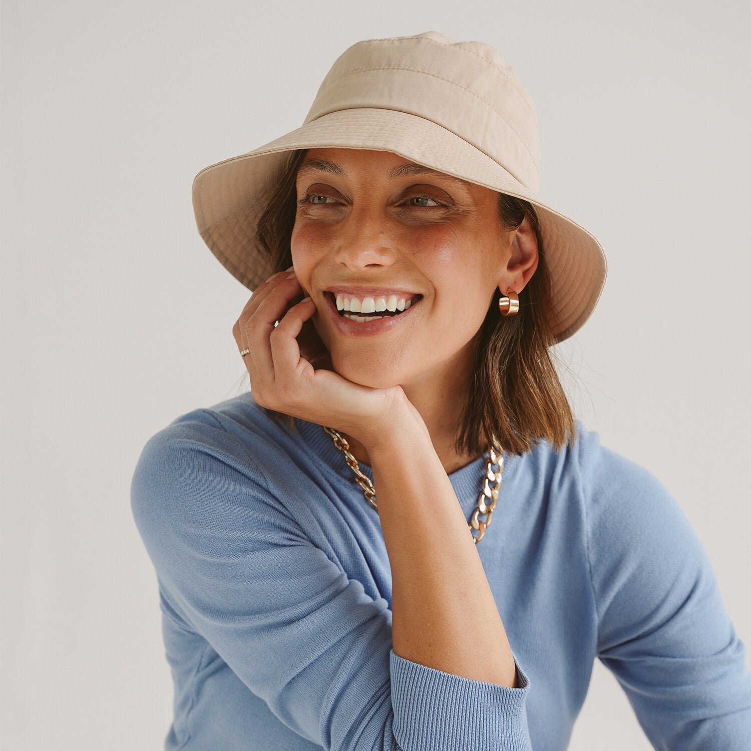 House of Ord Hoed - Ella Bucket - Navy/Green/Beige - 58 cm