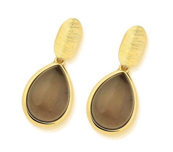 Rio Design, Oorbellen gold plated, tijgeroog
