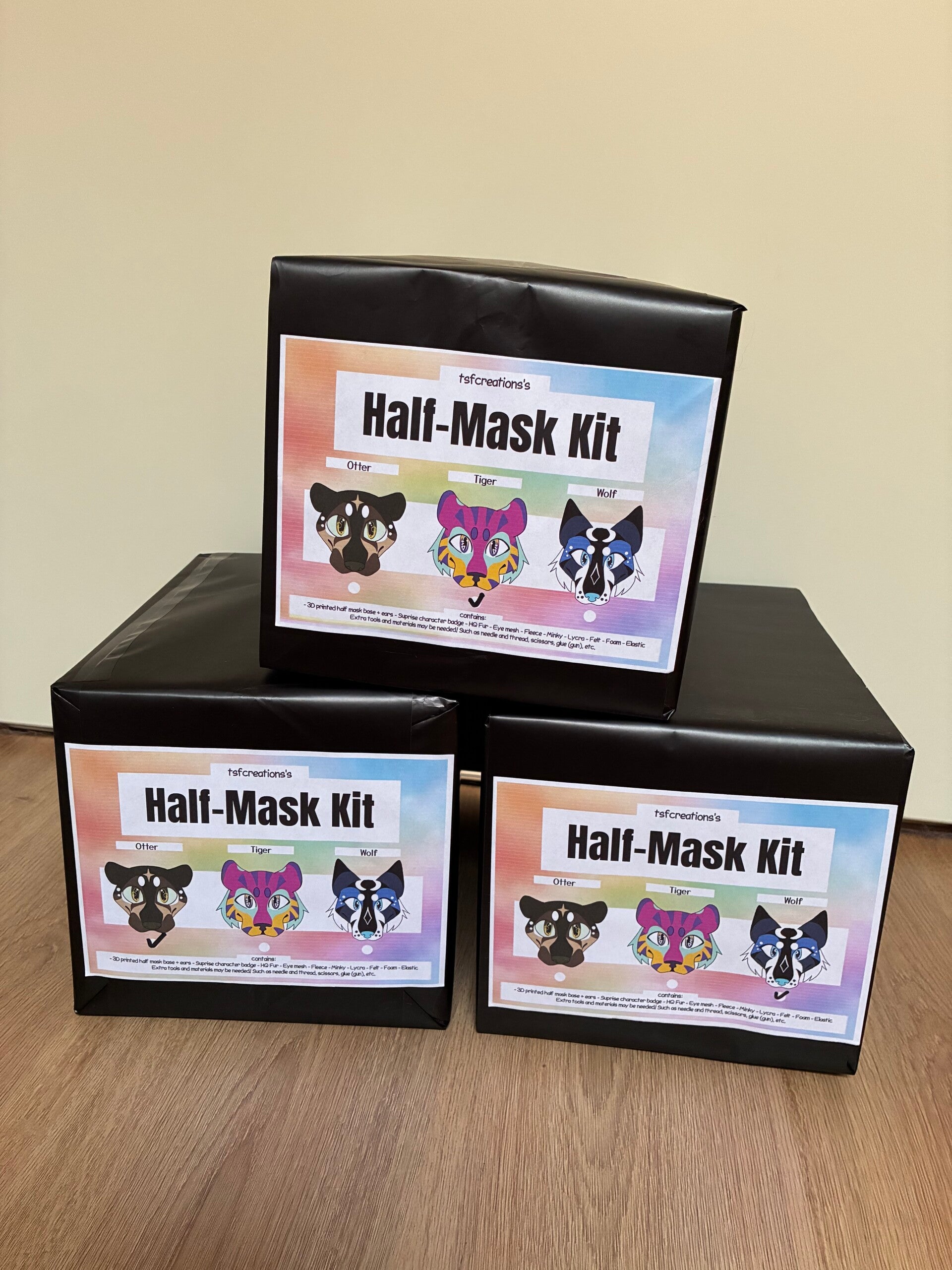 Half mask kits - base inside modeled by Maimface and printed by Thelair3D or Sweetcandyfursuits.