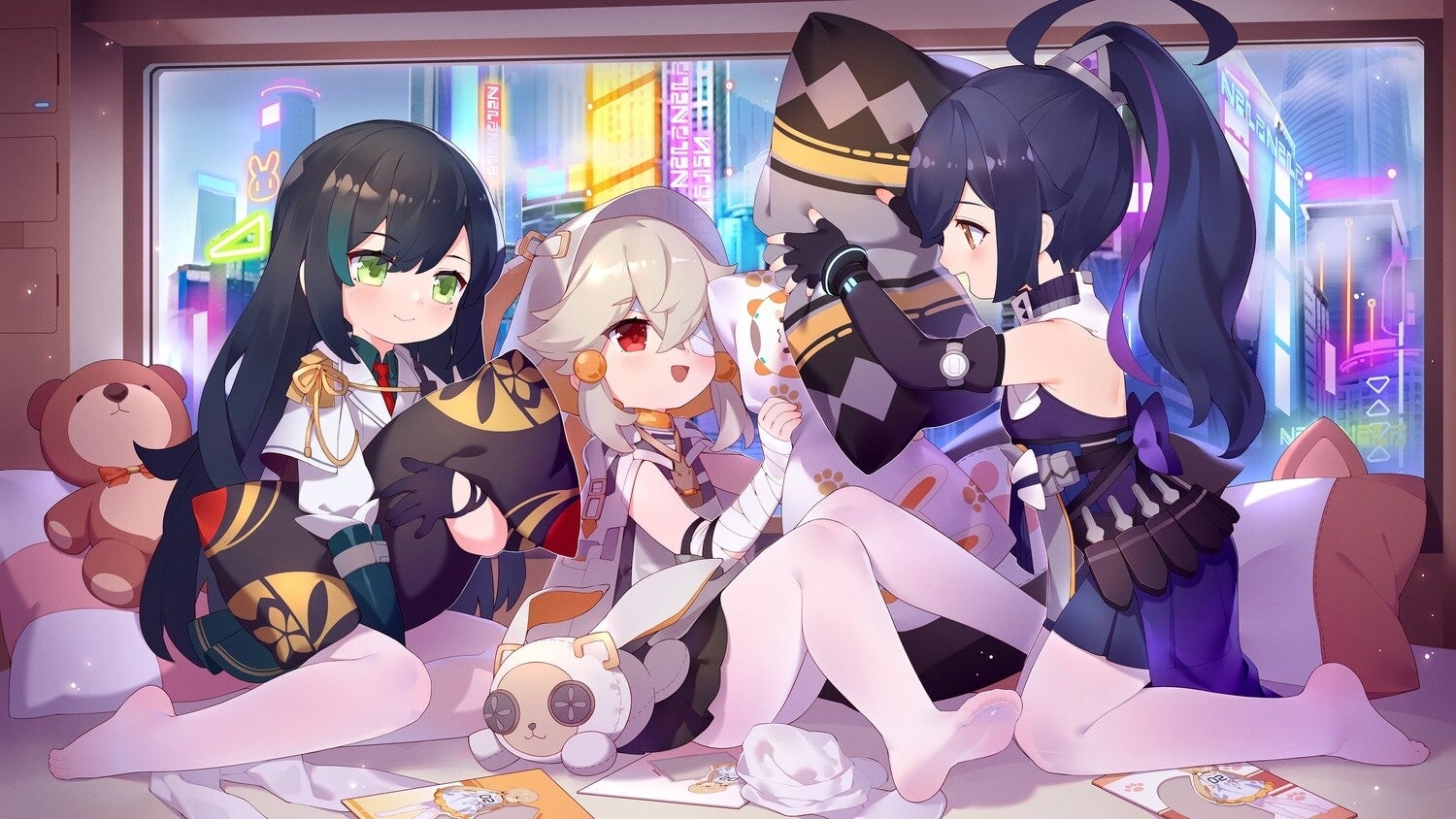 Lin, Ruby, Saki, Saki Fuwa, chibi, cute, kawaii, Tower of Fantasy, wallpaper HD, FHD, tof