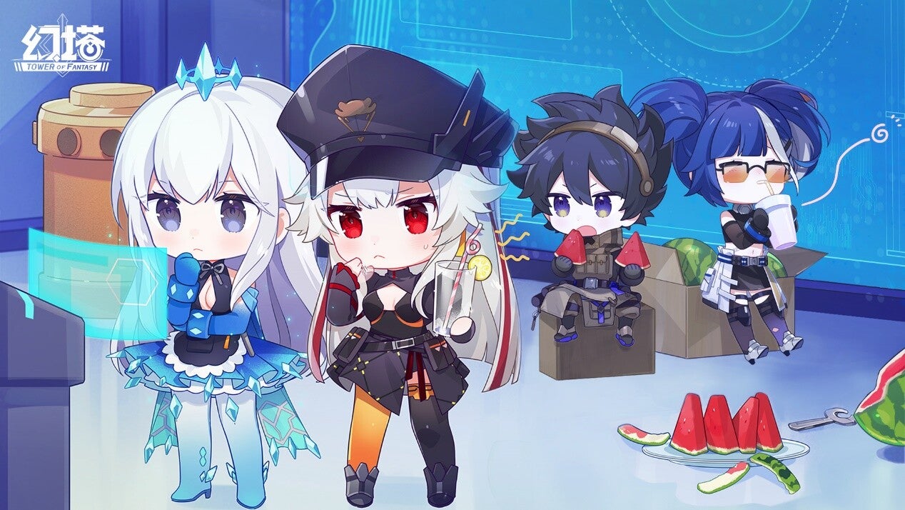 Chibi, Meryl, Claudia, Zero, Cobalt, Tower of Fantasy, wallpaper, tof