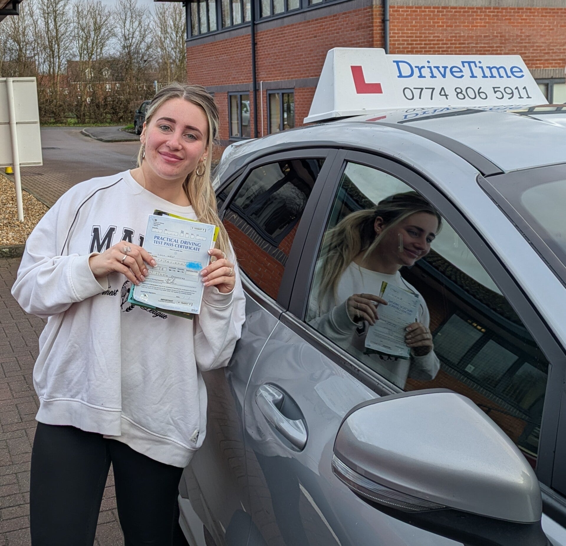 Passed her driving test
