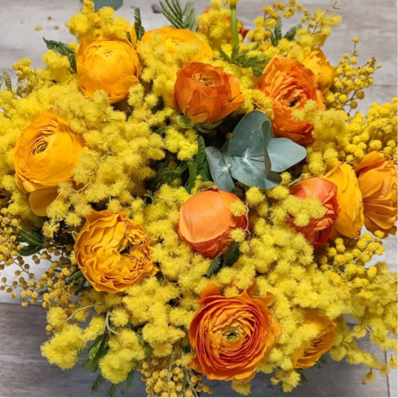 Bouquet renoncule mimosa