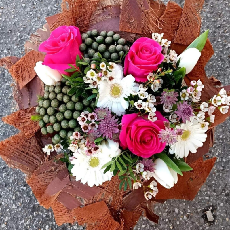 Bouquet rond structure fibre 