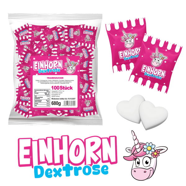 Traubenzucker Herzen  „Einhorn“