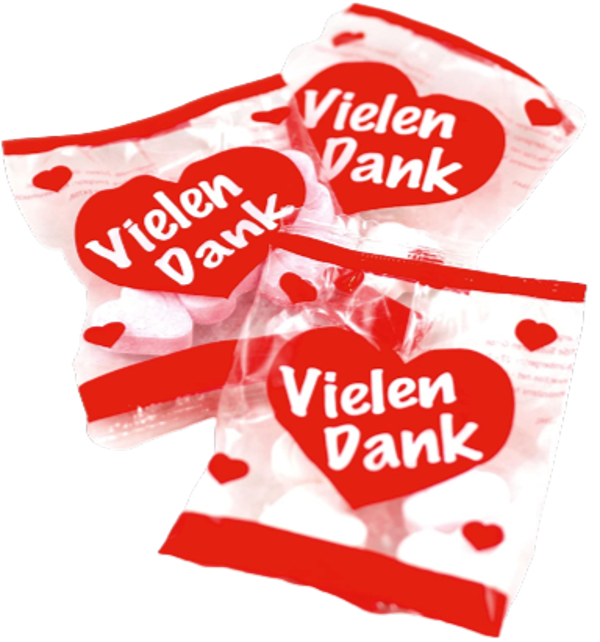 Traubenzucker Herzen  „Vielen Dank“