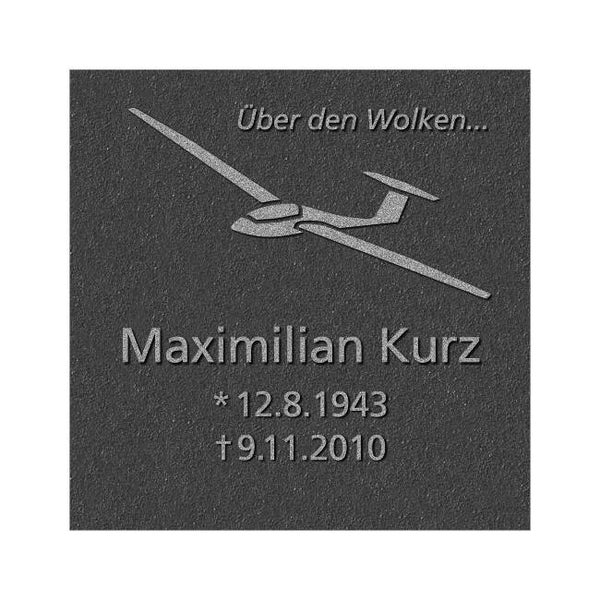 Schrifttafele rechteckig mit erhabener Schrift