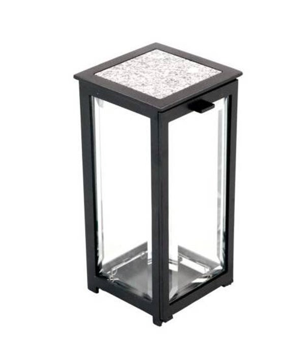 Laterne Sandguss schwarz mit Tarngranit