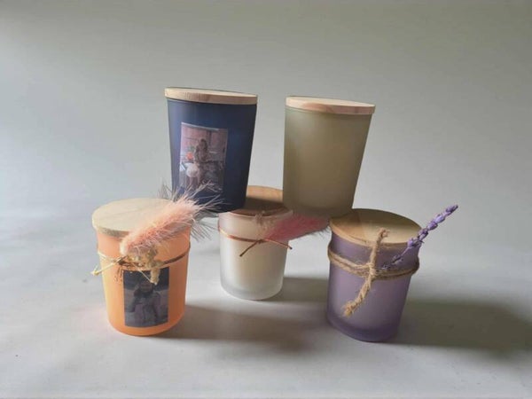 Kaars frosted houten deksel