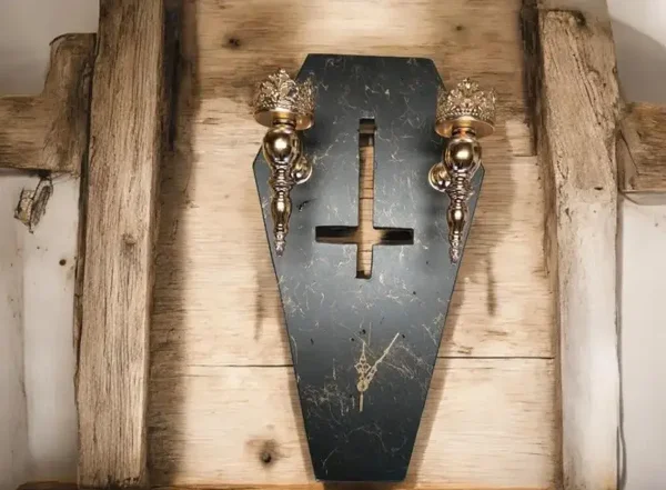 Coffin candle holder clock