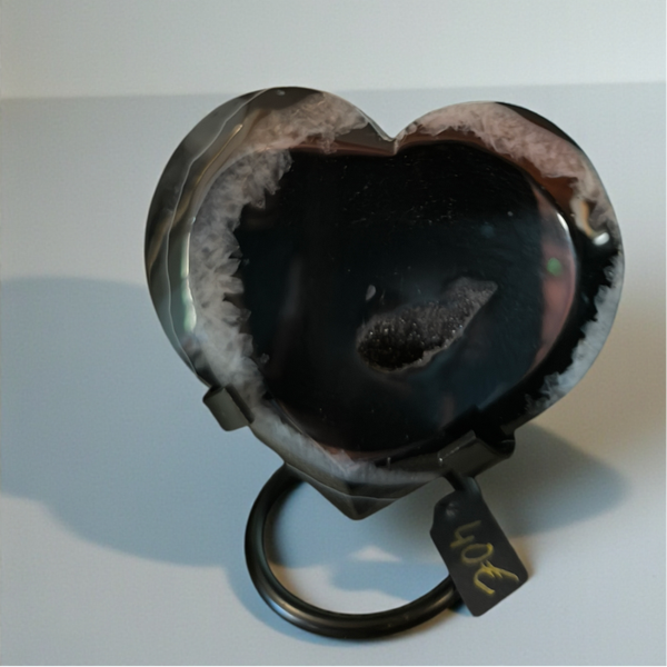 Zwart agaat geode hart