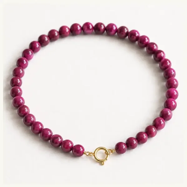Kralen ketting van natuursteen XL - burgundy
