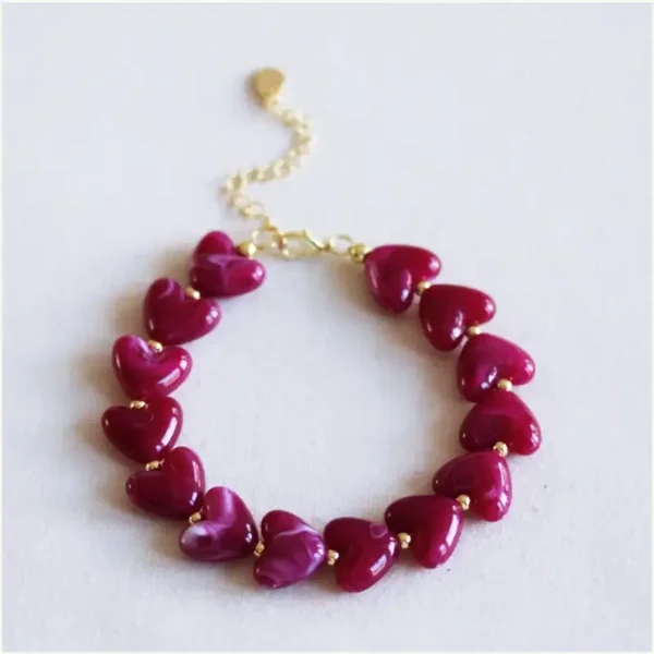 Kralen armband van hartjes resin XL - magenta