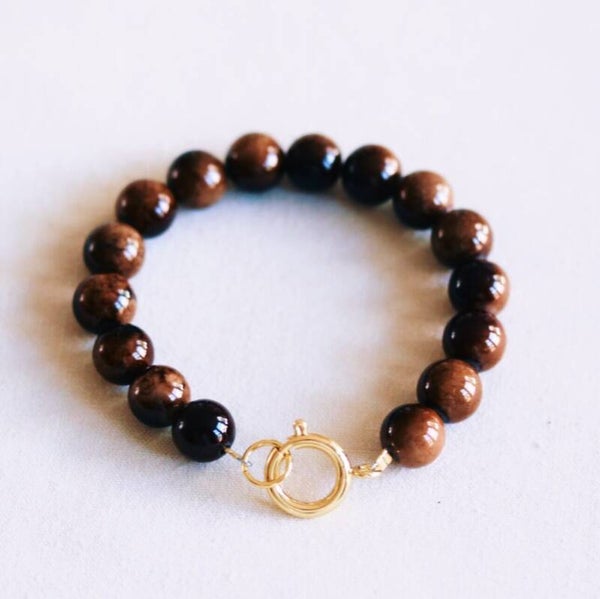 Kralen armband van natuursteen XL - donkerbruin