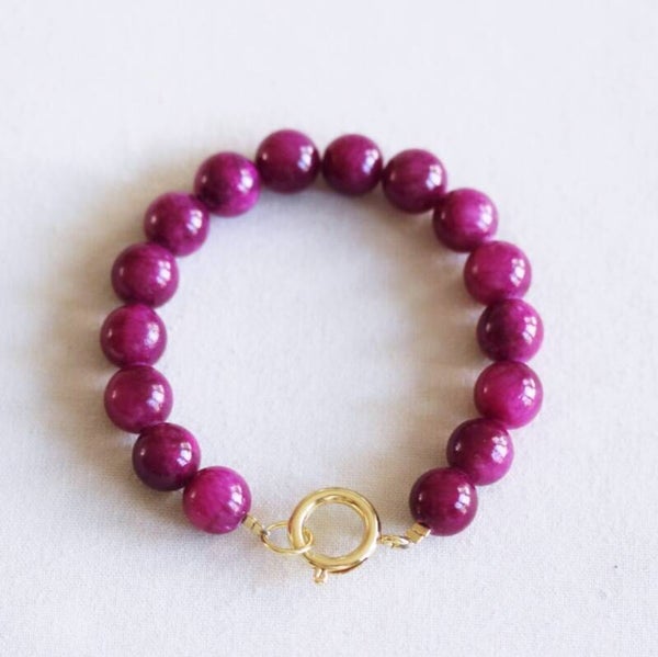 Kralen armband van natuursteen XL - burgundy