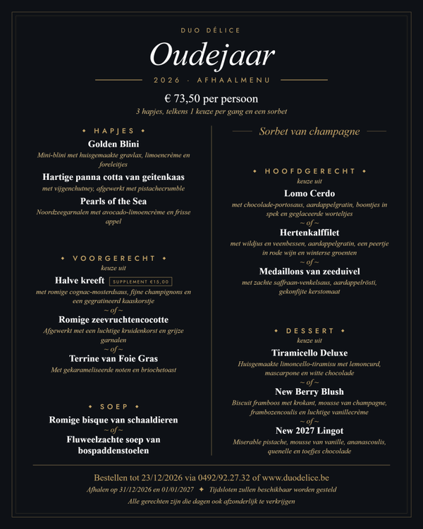 Menu Oudejaar/Nieuwjaar