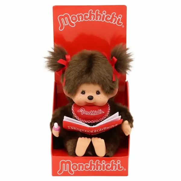 Monchhichi Plüschfigur Mädchen mit Fotoalbum rot/braun 20cm