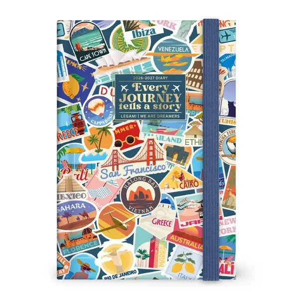LEGAMI Foto-Tagesplaner 2026/2027 für 16 Monate - Travel Stickers - Medium