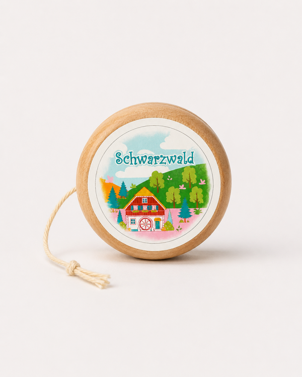 Holz-Jo-Jo „Schwarzwald“ – klassisches Spielzeug mit Souvenir-Motiv