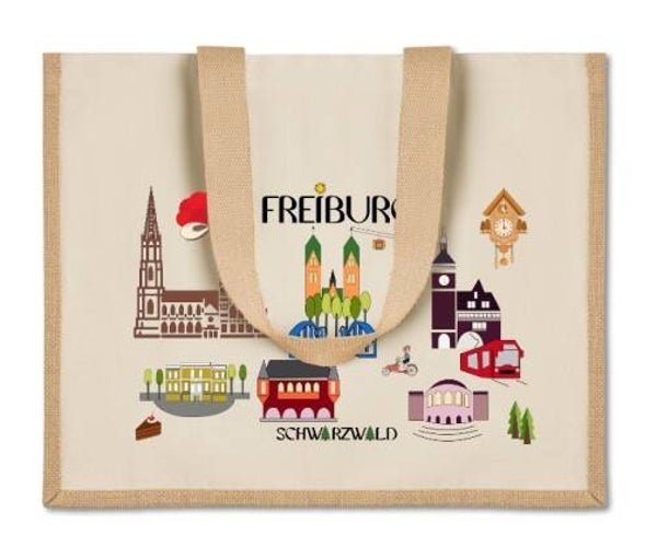 Freiburg Schwarzwald Jutetasche mit Canvas mit laminiertem Innenraum