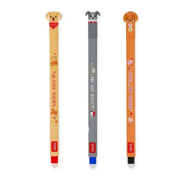 LEGAMI Set mit 3 Löschbaren Gelstiften - Erasable Pen - Fur-ever Friends (Maximale Annahme 2 Sets pro Bestellung)