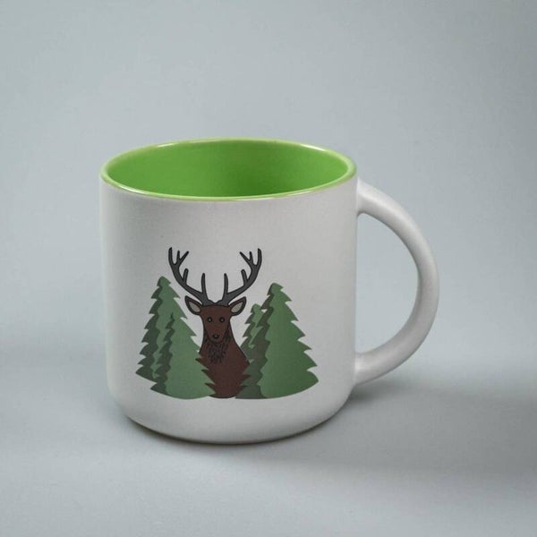 Große Tasse in weiß mit Hirschle-Motiv Kaffee | Tee | Henkel