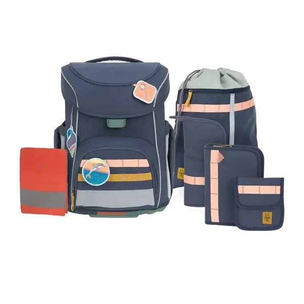 Lässig SCHULRANZEN SET 7-TEILIG SLIM - UNIQUE, NAVY BLAU