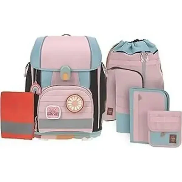 Schulranzen Set 7-teilig „Boxy Unique“ – Rose Blue Black