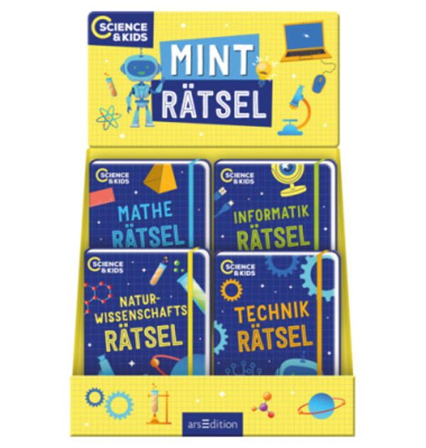 Rätselbuch Science & Kids MINT-Rätsel, 4 Titel, sortiert ARS EDITION 136711