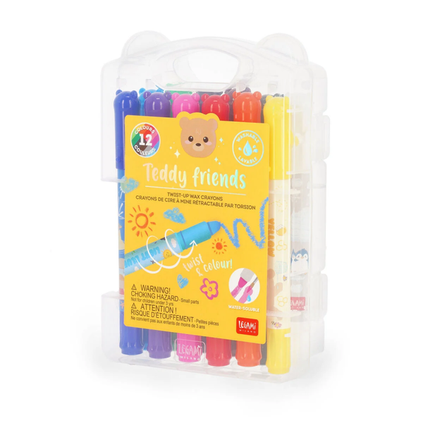 LEGAMI Set mit 12 Wachsstiften zum Drehen - Teddy Friends