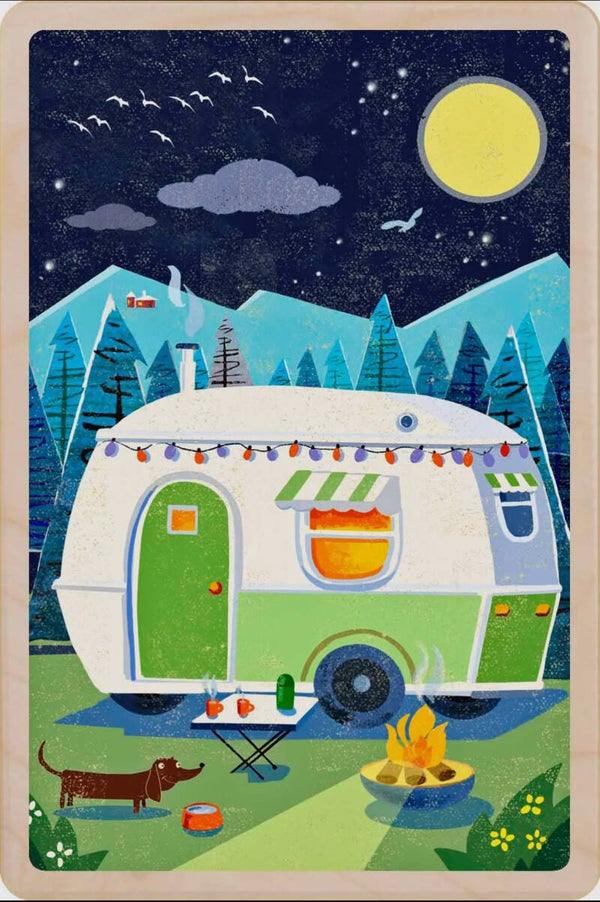 Grenn Caravan Holz Postkarte
