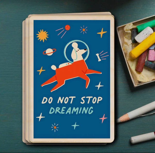 Holz Postkarte do not stop dreaming
